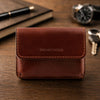 Leather Card Holder made from Premium Italian Leather, showcasing a rich brown color and elegant stitching.