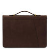 Handle View Of The Dark Brown Leather Document Case With Handle