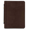 Front View Of The Dark Brown Leather Document Case With Handle