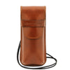 Front View Of The Honey Leather Eyeglasses Case