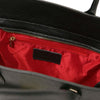 Internal Zip Pocket View Of The Black Womens Leather Shopper Bag That Forms The Set Of Leather Handbag And Wallet Set