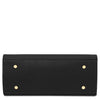 Underneath View Of The Black Womens Leather Shopper Bag That Forms The Set Of Leather Handbag And Wallet Set