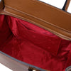 Internal Pocket View Of The Cognac Womens Leather Shopper Bag That Forms The Set Of Leather Handbag And Wallet Set