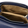 Internal Pocket View Of The Dark Blue Leather Handbag Backpack Convertible