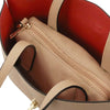 Internal Zipped Compartment View Of The Caramel Leather Handbag