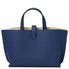Rear View Of The Dark Blue Leather Handbag