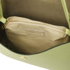 Internal Zip Pocket View Of The Lime Green Leather Handbag For Women