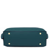 Underneath View Of The Teal Leather Handbag