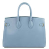 Rear View Of The Light Blue Leather Womens Handbag