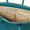 Internal Pocket View Of The Turquoise Leather Womens Handbag