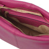 Internal Zip Pocket View Of The Fuschia Leather Ladies Handbag