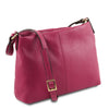 Angled View Of The Fuschia Leather Ladies Handbag