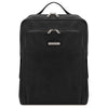 Front View Of The Black Leather Laptop Backpack