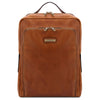 Front View Of The Natural Leather Laptop Backpack