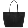 Rear View Of The Black Leather Shopping Tote Bag