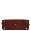 Underneath View Of The Brown Leather Shopping Tote Bag