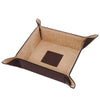 Inside Top Angled View Of The Dark Brown Large Leather Desk Tidy Tray