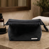Leather Wash Bag made from genuine Italian leather, ideal for toiletries and travel.