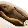 Internal Pocket View Of The Beige Leather Tote