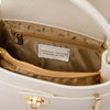 Internal Zip Pocket View Of The Beige Leather Tote