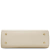 Underneath View Of The Beige Leather Tote