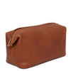 Angled View Of The Natural Leather Wash Bag
