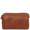 Front View Of The Natural Leather Wash Bag