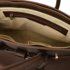 Internal Zip Pocket View Of The Coffee Leather Womens Handbag