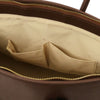 Internal Pocket View Of The Coffee Leather Womens Handbag