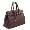 Angled View Of The Coffee Leather Womens Handbag