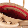 Internal Zip Pocket View Of The Champagne Leather Womens Handbag