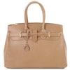 Front View Of The Champagne Leather Womens Handbag