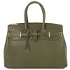 Front View Of The Forest Green Leather Womens Handbag