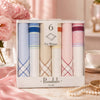 Ladies Box Of 6 Woven Handkerchiefs in a stylish packaging with various colors for women.