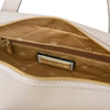 Interior view of a Luxury Leather Shoulder Bag showcasing its zippered compartment and elegant lining.