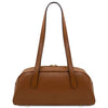 Luxury Leather Shoulder Bag with stylish handles and sleek design in cognac leather.