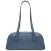 Luxury Leather Shoulder Bag in a stylish denim color with elegant elongated handles.