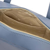 Interior view of a Luxury Leather Shoulder Bag showcasing zipper and compartments.