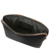 Interior view of Luxury Soft Leather Tablet Case showcasing padded compartment and card slots.
