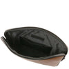 Interior view of the Luxury Soft Leather Tablet Case featuring a padded compartment and open pocket.