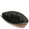Interior view of the Luxury Soft Leather Tablet Case showing padded compartment and card slots.