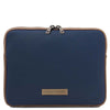 Luxury Soft Leather Tablet Case in dark blue with durable design and Tuscany Leather logo.