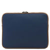 Luxury Soft Leather Tablet Case in dark blue with pebbled texture and zipper closure.