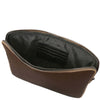 Interior view of Luxury Soft Leather Tablet Case showcasing credit card slots and padded compartment.