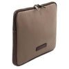 Luxury Soft Leather Tablet Case in dark taupe with zipper closure and textured finish.