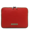 Luxury Soft Leather Tablet Case in vibrant lipstick red color, featuring a durable design and Tuscany Leather branding.