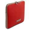 Luxury Soft Leather Tablet Case in lipstick red with smooth texture and zip closure by Tuscany Leather.