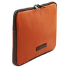Luxury Soft Leather Tablet Case in orange pebbled leather with zipper and padded structure for tablet protection