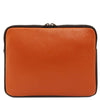 Luxury Soft Leather Tablet Case in vibrant orange, crafted from premium pebbled leather for stylish protection.