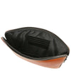 Interior view of Luxury Soft Leather Tablet Case showing padded compartment and credit card slots.